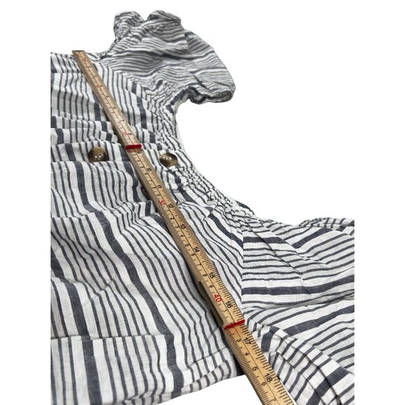 Striped Boho Off-Shoulder Button-Up Blouse With Ruffle Hem - Picture 6 of 10